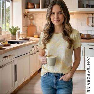 100% Linen Yellow Tie-Dye T-Shirt 🇨🇦